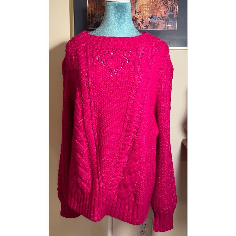 Balloon Sleeve Cable Knit Sweater/Talbots
Size 1x
Beautiful vibrant fuchsia